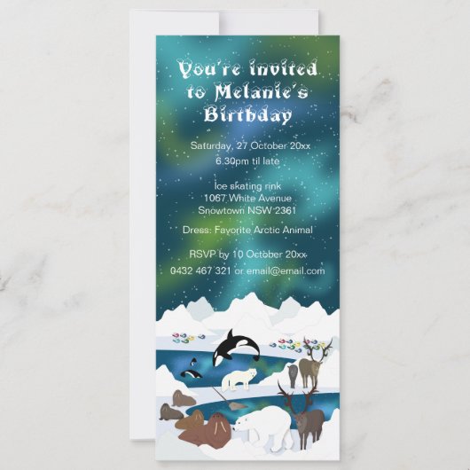 Arctic Polar Beer Reindeer Walrus Orca Narwhal Kaart (Voorkant)