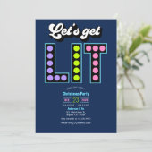 Arctic Pop Let’s Get Lit Retro Christmas Party Kaart (Staand voorkant)