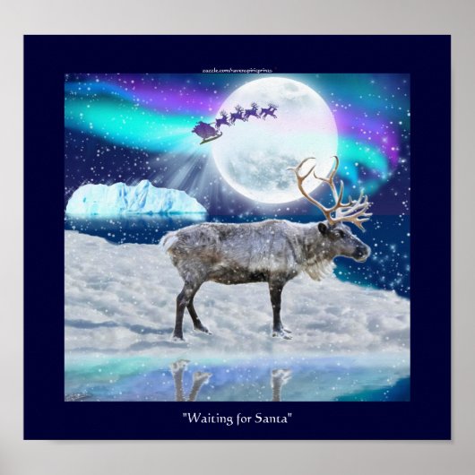Arctic Reindeer & Santa Claus kerstcadeaus Poster (Voorkant)