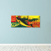 Arctic Salmon Can LabelNushagak, AK Canvas Afdruk (Insitu (Houten vloer))