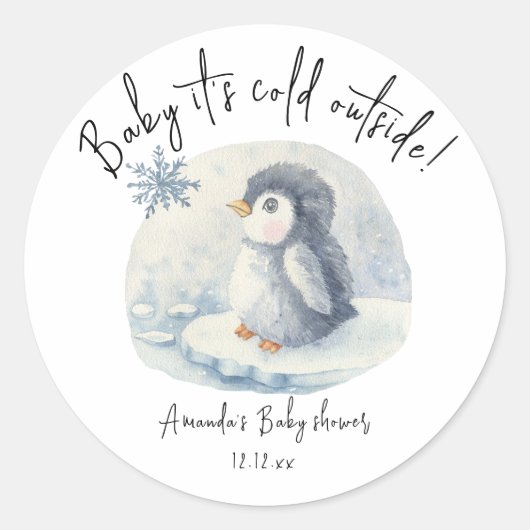 Arctic schattige pinguïn - baby Het is koud buiten Ronde Sticker (Voorkant)