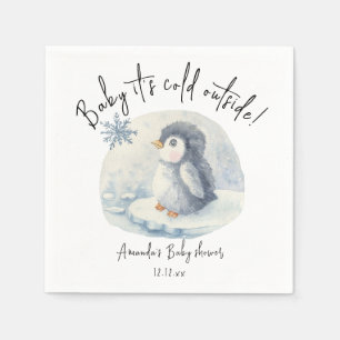 Arctic schattige pinguïn - baby Het is koud buiten Servet