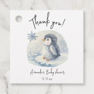 Arctic schattige pinguïn dank u baby shower bedankjes labels