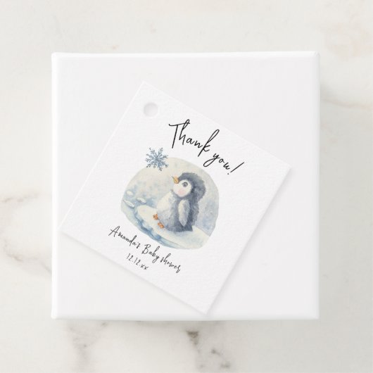 Arctic schattige pinguïn dank u baby shower bedankjes labels (In situ)