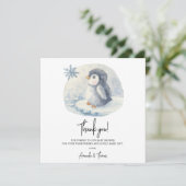 Arctic schattige pinguïn dank u baby shower bedankkaart (Staand voorkant)