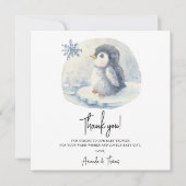 Arctic schattige pinguïn dank u baby shower bedankkaart (Voorkant)