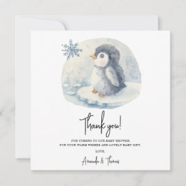 Arctic schattige pinguïn dank u baby shower bedankkaart