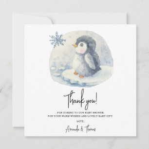 Arctic schattige pinguïn dank u baby shower bedankkaart