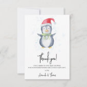 Arctic schattige pinguïn dank u baby shower bedankkaart (Voorkant)