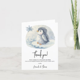 Arctic schattige pinguïn dank u baby shower bedankkaart