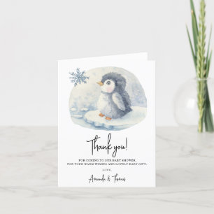 Arctic schattige pinguïn dank u baby shower bedankkaart