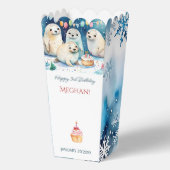 Arctic Seal Winter verjaardag gepersonaliseerde po Bedankdoosjes (Voorkant)