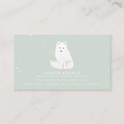 Arctic Snow Fox Blue Baby shower Diaper Raffle Informatiekaartje (Voorkant)