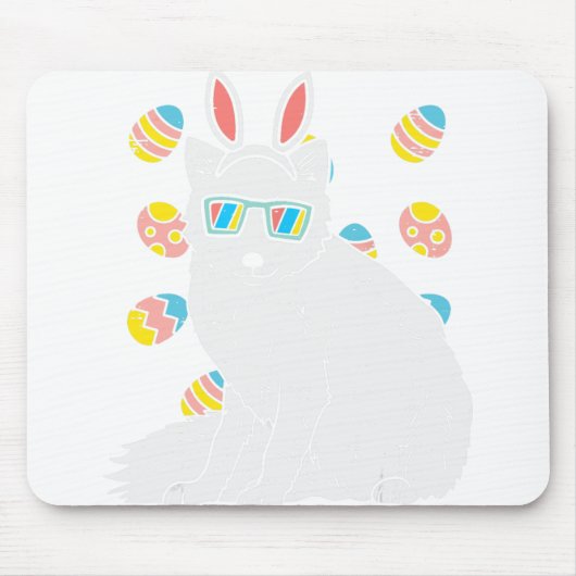 Arctic Snow Fox Bunny Ears Eggs Easter Ani Muismat (Voorkant)
