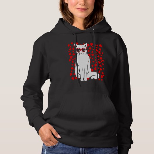 Arctic Snow Fox Heart Glasses Valentines Day Anima Hoodie (Voorkant)