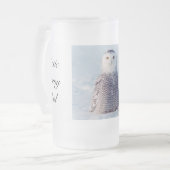 Arctic Snowy Owl Frosted Glass Winter Matglas Bierpul (Voorkant links)