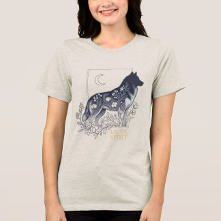 Arctic Spirit Husky – Botanische Tarot Lijnkunst Tri-Blend Shirt