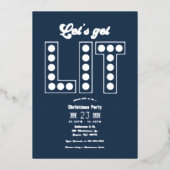 Arctic Twilight Lets Get Lit Retro Christmas Party Folie Uitnodiging (Voorkant)