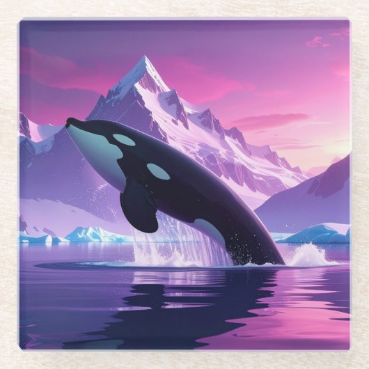 Arctic Whale Mousepad Glazen Onderzetter (Voorkant)