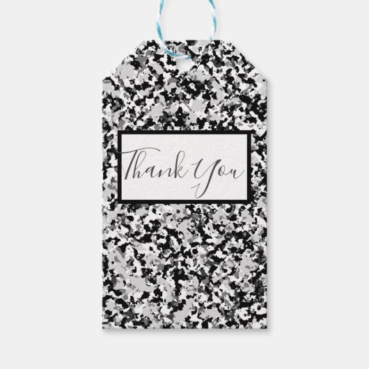 Arctic White Grey Black Camo Camouflage Cadeaulabel (Voorkant)