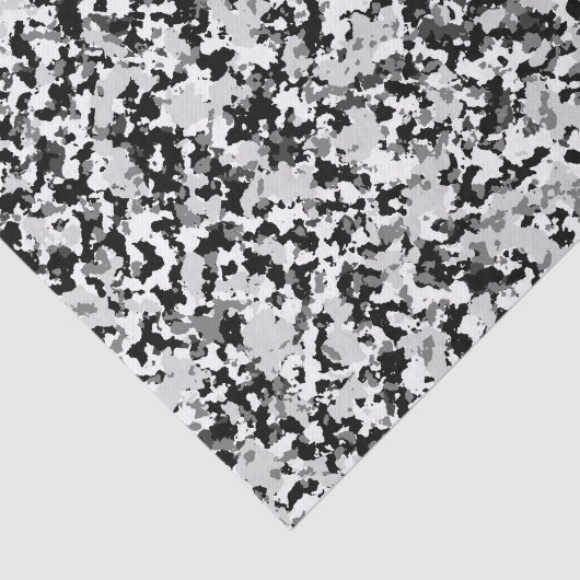 Arctic White Grey Black Camo Camouflage Tissuepapier (Detail)