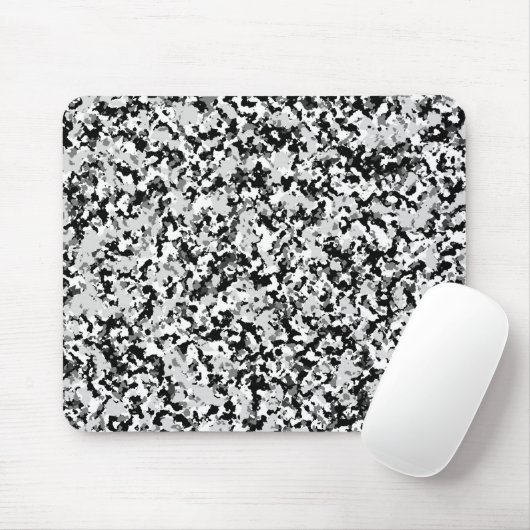 Arctic White Grey Black Camouflage Pattern Muismat (Met muis)