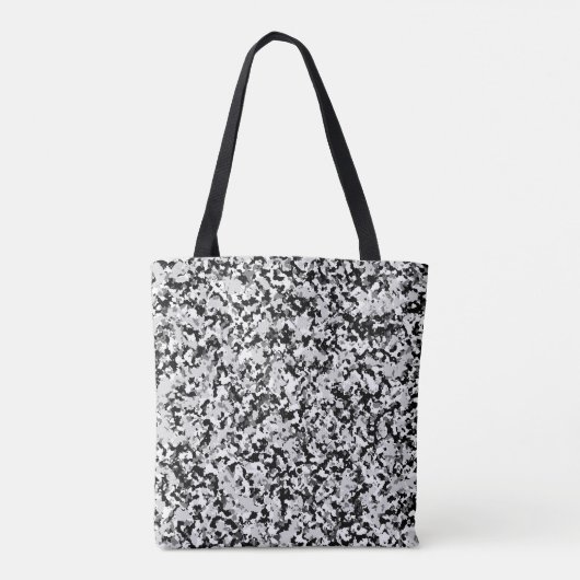 Arctic White Grey Black Camouflage Pattern Tote Bag (Achterkant)