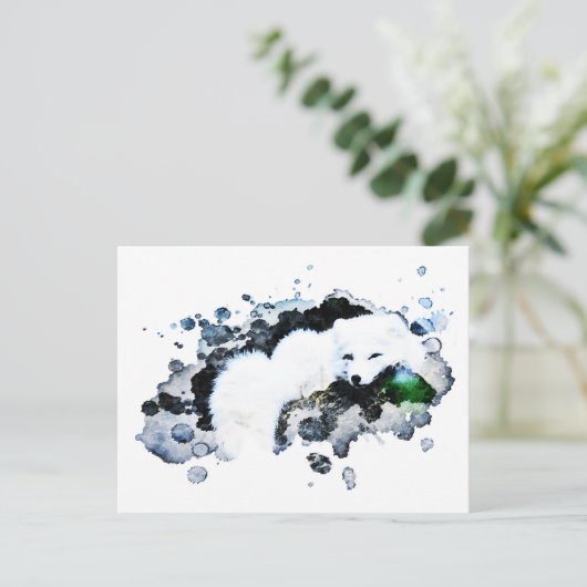 ** Arctic White - Snow Polar Fox AP18 Wildlife Briefkaart (Staand voorkant)