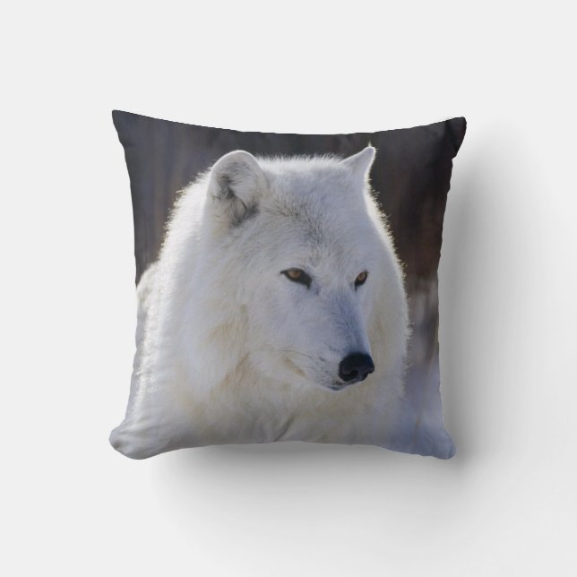 Arctic White Wolf Pillow Kussen (Voorkant)