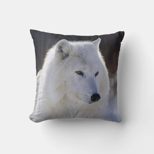 Arctic White Wolf Pillow Kussen (Voorkant)