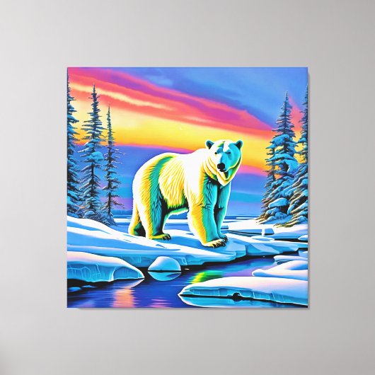 Arctic Wild Snowy Polar Beer Canvas Afdruk (Voorkant)