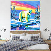 Arctic Wild Snowy Polar Beer Canvas Afdruk (Insitu (Slaapkamer))