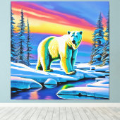 Arctic Wild Snowy Polar Beer Canvas Afdruk (Insitu (Houten vloer))
