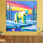 Arctic Wild Snowy Polar Beer Canvas Afdruk (Insitu (Woonkamer))
