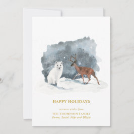 ARCTIC WINTER Animal Gold Script Minimalist Feestdagenkaart