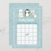 Arctic Winter Animals Baby shower Bingo Game Kaart (Voorkant / Achterkant)