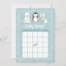 Arctic Winter Animals Baby shower Bingo Game Kaart