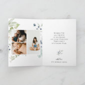 Arctic Winter Botanical Lijst 4 Foto Dusty Blue Feestdagen Kaart (Binnen)