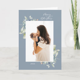 Arctic Winter Botanical Lijst 4 Foto Dusty Blue Feestdagen Kaart