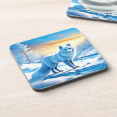 Arctic Winter Fox Snow Bier Onderzetter (Linkerzijde)