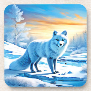 Arctic Winter Fox Snow Bier Onderzetter