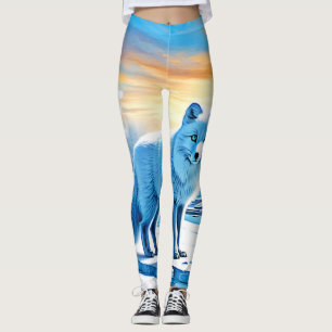 Arctic Winter Fox Snow Leggings