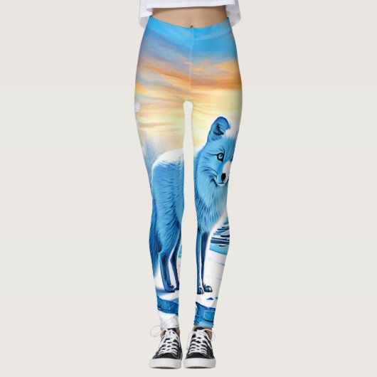 Arctic Winter Fox Snow Leggings (Voorkant)