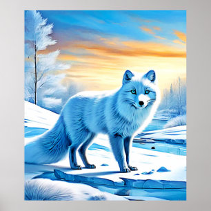 Arctic Winter Fox Snow Poster