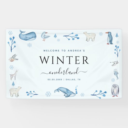 Arctic Winter Onederland 1e Verjaardag Welkom Spandoek (Horizontaal)