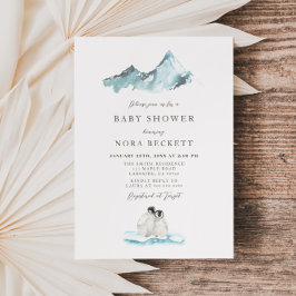 Arctic Winter Penguins Baby shower Kaart
