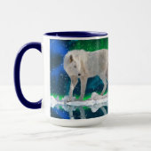 Arctic Wolf, Aurora & Snow Wildlife Art Koffie Mok (Links)