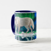 Arctic Wolf, Aurora & Snow Wildlife Art Koffie Mok (Voorkant links)