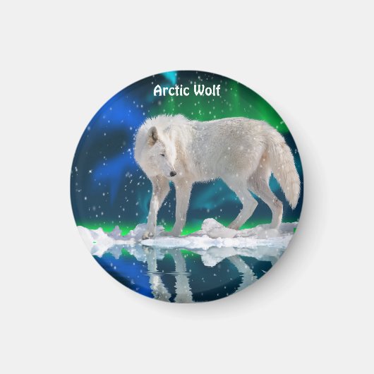 Arctic Wolf & Aurora Wildlife Collectie Magneet (Voorkant)
