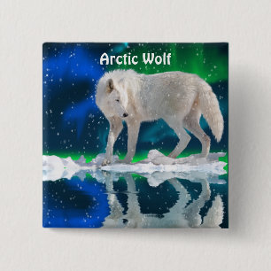 Arctic Wolf & Aurora Wildlife-supporter Button